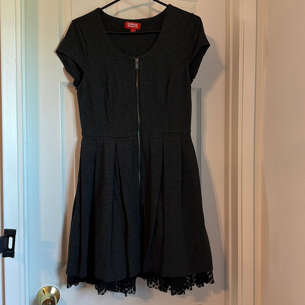 Kirna Zabete @Target Charcoal Zip up dress with micro dot ruffle skirt